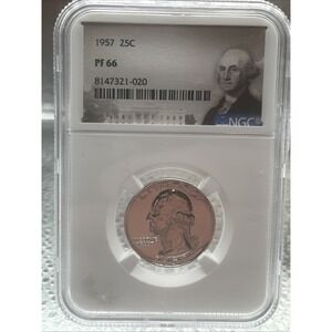 1957 Washington Quarter PROOF NGC  PR-66 ** Gorgeous PF Silver Portrait Label